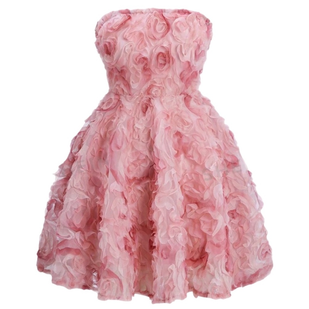 SHEIN MOD Women's 3d Flower Applique Strapless Dress